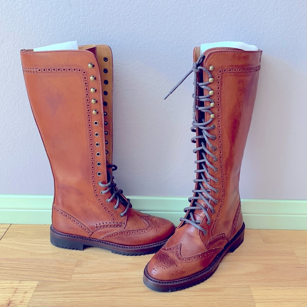 🐎RARE Luxury boots Wingtip Lace Up Riding ‘Africa’
